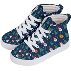 Snow Snowman Tree Christmas Tree Kids  Hi-top Skate Sneakers