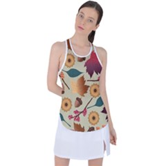 Autumn Leaves Colours Season Racer Back Mesh Tank Top by Ravend