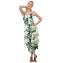 Vintage Retro Flowers Leaves Foliage Plants Layered Bottom Dress by Ndabl3x