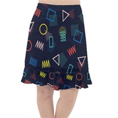 Memphis Seamless Patterns Abstract Jumble Textures Fishtail Chiffon Skirt