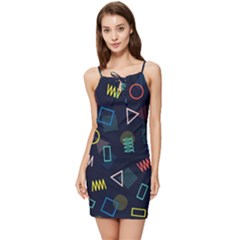 Memphis Seamless Patterns Abstract Jumble Textures Summer Tie Front Dress