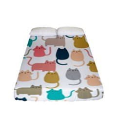 Cute Seamless Pattern Happy Kitty Kitten Cat Fitted Sheet (full/ Double Size)