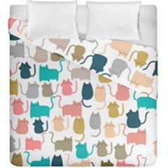 Cute Seamless Pattern Happy Kitty Kitten Cat Duvet Cover Double Side (king Size)