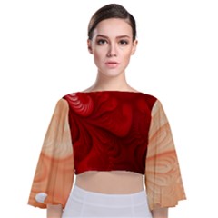 Lachs Kl Rotweissschwarz Kl Tie Back Butterfly Sleeve Chiffon Top by 2607694c