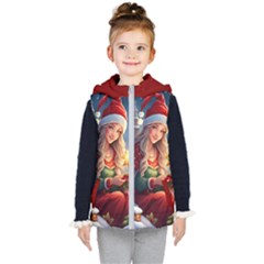 Christmas Greetings Kids  Hooded Puffer Vest