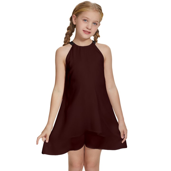 4 Farben 2 Kids  Halter Collar Waist Tie Chiffon Dress