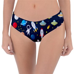 Big Set Cute Astronauts Space Planets Stars Aliens Rockets Ufo Constellations Satellite Moon Rover V Reversible Classic Bikini Bottoms by Bedest