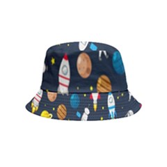 Big Set Cute Astronauts Space Planets Stars Aliens Rockets Ufo Constellations Satellite Moon Rover V Inside Out Bucket Hat (kids)