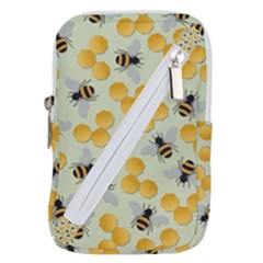 Bees Pattern Honey Bee Bug Honeycomb Honey Beehive Belt Pouch Bag (large)