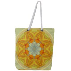 Sunshine Sunny Sun Abstract Yellow Full Print Rope Handle Tote (large) by Ravend