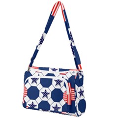 Patriotic Symbolic Red White Blue Front Pocket Crossbody Bag