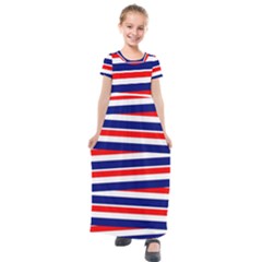 Red-white-blue-patriotic-ribbons Kids  Short Sleeve Maxi Dress