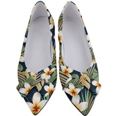 Seamless Pattern With Tropical Strelitzia Flowers Leaves Exotic Background Women s Bow Heels