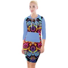 Blume Abstrakt Quarter Sleeve Hood Bodycon Dress