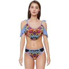 Blume Abstrakt Ruffle Edge Tie Up Bikini Set	