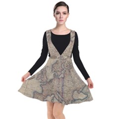 Old Vintage Classic Map Of Europe Plunge Pinafore Dress