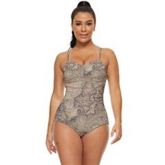 Old Vintage Classic Map Of Europe Retro Full Coverage Swimsuit