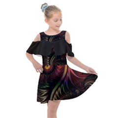 Fractal 1 Kids  Shoulder Cutout Chiffon Dress