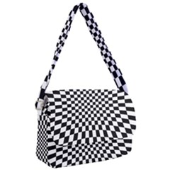 Illusion Checkerboard Black And White Pattern Courier Bag by Ravend