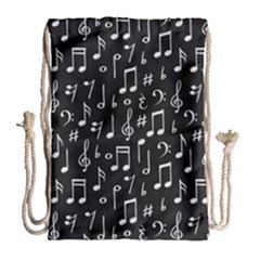 Chalk Music Notes Signs Seamless Pattern Drawstring Bag (large)