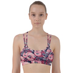 Vintage Floral Poppies Line Them Up Sports Bra