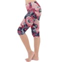 Vintage Floral Poppies Lightweight Velour Cropped Yoga Leggings View2