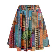 City New York Nyc Skyscraper Skyline Downtown Night Business Urban Travel Landmark Building Architec High Waist Skirt