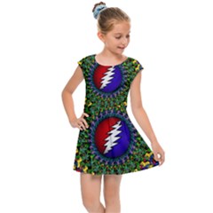 Grateful Dead Bear Pattern Kids  Cap Sleeve Dress