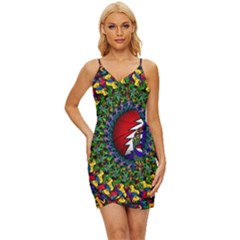 Grateful Dead Bear Pattern Wrap Tie Front Dress