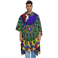 Grateful Dead Bear Pattern Men s Hooded Rain Ponchos