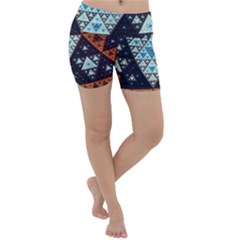 Fractal Triangle Geometric Abstract Pattern Lightweight Velour Yoga Shorts