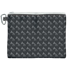Vintage Turntable Graphic Motif Seamless Pattern Black Backgrond Canvas Cosmetic Bag (xxl)