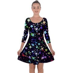 Christmas Star Gloss Lights Light Quarter Sleeve Skater Dress