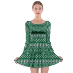 Christmas Knit Digital Long Sleeve Skater Dress