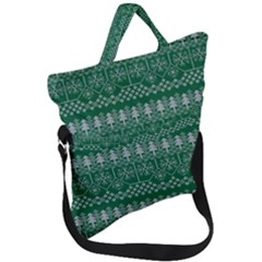 Christmas Knit Digital Fold Over Handle Tote Bag