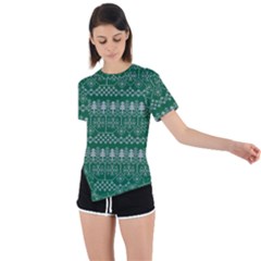 Christmas Knit Digital Asymmetrical Short Sleeve Sports T-shirt