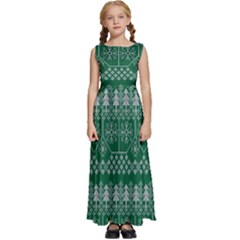 Christmas Knit Digital Kids  Satin Sleeveless Maxi Dress