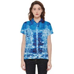 Water Blue Wallpaper Short Sleeve Pocket Shirt