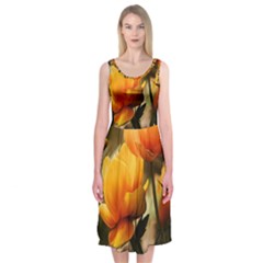 Yellow Butterfly Flower Midi Sleeveless Dress by Azkajaya