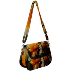 Yellow Butterfly Flower Saddle Handbag by Azkajaya