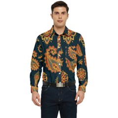 Bright-seamless-pattern-with-paisley-mehndi-elements-hand-drawn-wallpaper-with-floral-traditional-in Men s Long Sleeve Pocket Shirt 