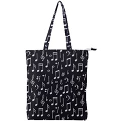 Chalk Music Notes Signs Seamless Pattern Double Zip Up Tote Bag