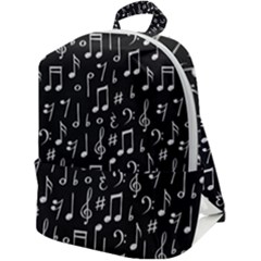 Chalk Music Notes Signs Seamless Pattern Zip Up Backpack by Ravend