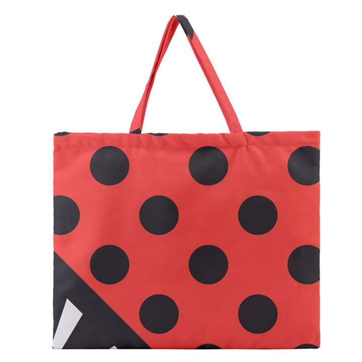 Abstract-bug-cubism-flat-insect Zipper Large Tote Bag