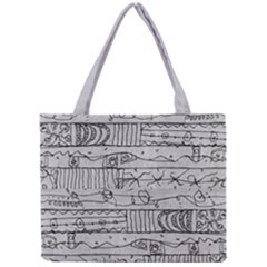 Black And White Hand Drawn Doodles Abstract Pattern Bk Mini Tote Bag