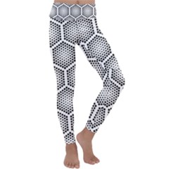 Halftone Tech Hexagons Seamless Pattern Kids  Lightweight Velour Classic Yoga Leggings