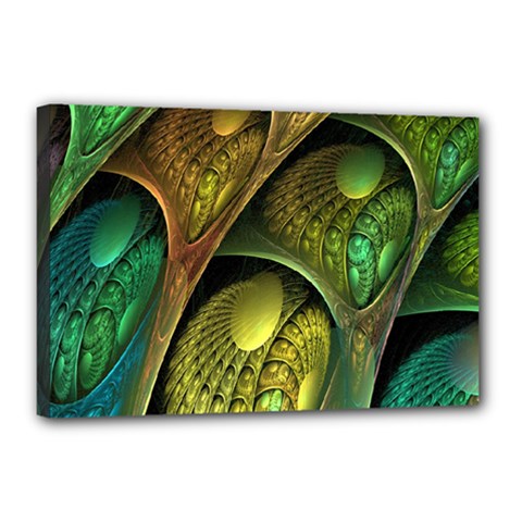 Psytrance Abstract Colored Pattern Feather Canvas 18  X 12  (stretched)