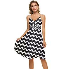 Wave-black White Sleeveless Tie Front Chiffon Dress