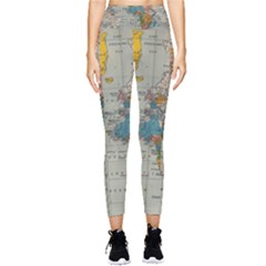 Vintage World Map Pocket Leggings  by Ket1n9