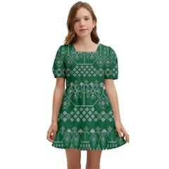 Christmas Knit Digital Kids  Short Sleeve Dolly Dress